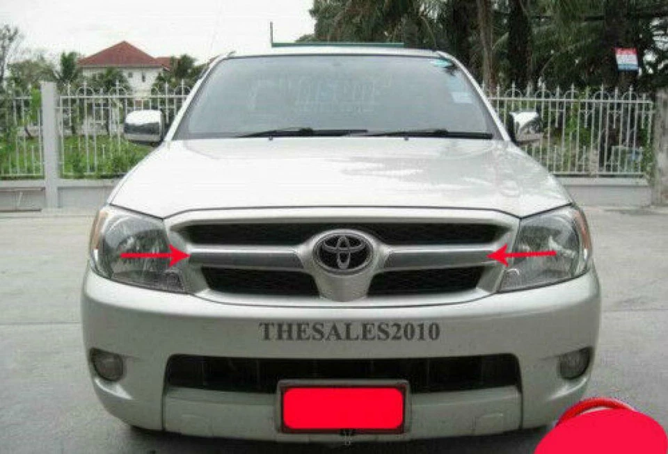 Chrome Grille Middle Mesh Cover Fits Toyota Hilux Sr5 Mk6 2005 2012 Foto 3 de 4