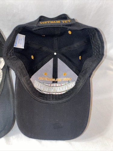 2 Embroidered Vietnam Veteran Cap Black Adjustable War Veteran Hat - Picture 5 of 6