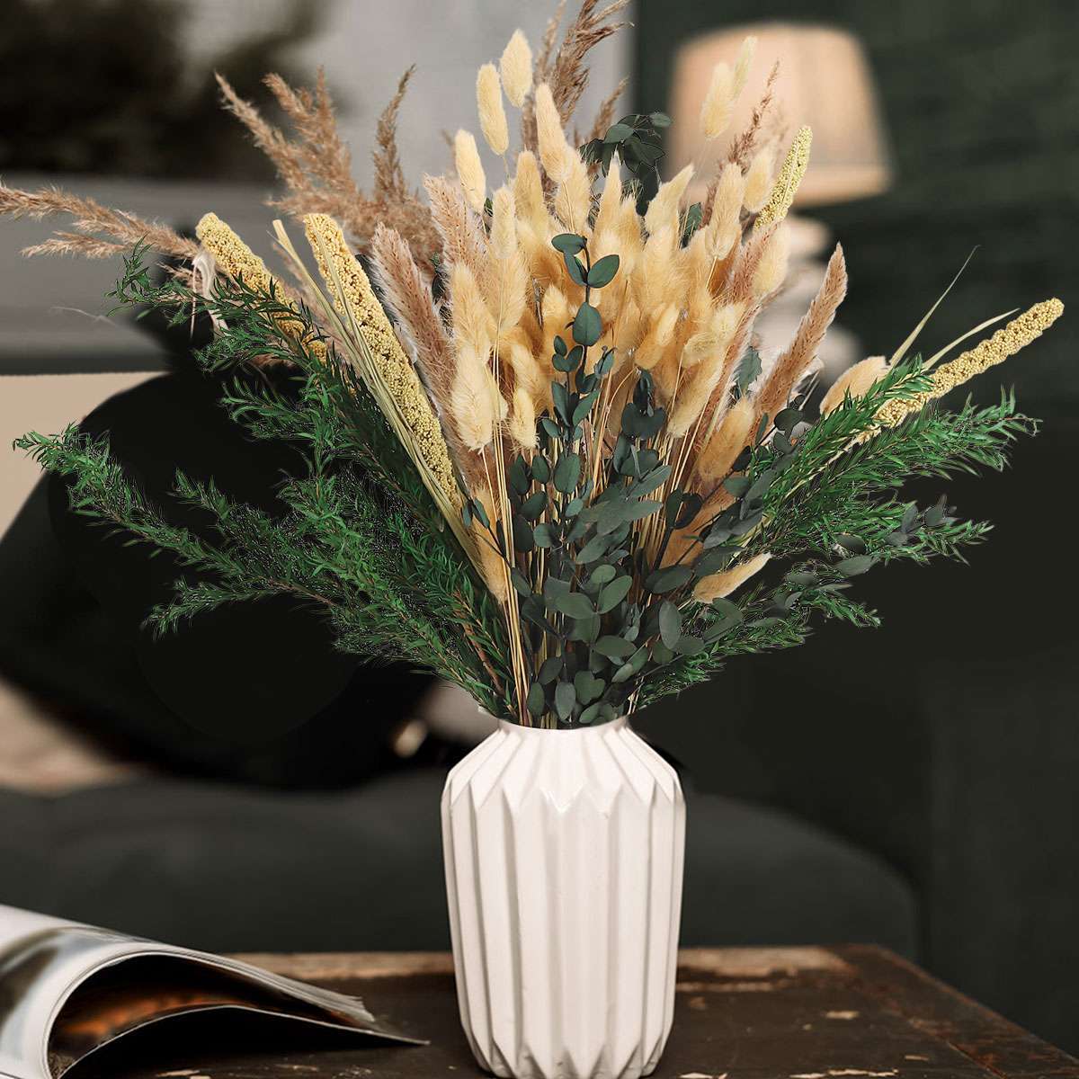 85 PCS Pampas Grass Natural Dried Reed Flower Bunch Bouquets Home Wedding Decor