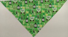 Dog Bandana, St. Patrick's Day, Whiskey, Beer, Irish, Green, XS,S, M, L