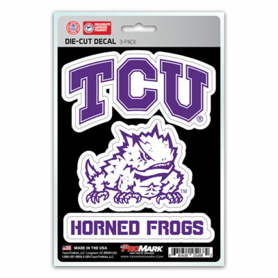 TCU Horned Frogs Set of 3 Die Cut Decal Stickers Frog Logo | eBay