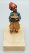 Charming Antique (ca 1910) Austrian Cold-Painted Bronze Arab Boy, Franz Bergman