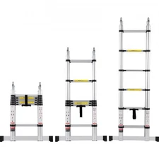 NEW Telescoping Ladder,12.5FT A-Shape Aluminum Extension Ladder Lightweight,Mult