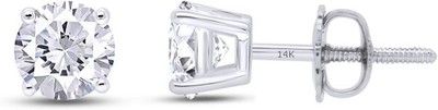 2 Ct Lab Grown Diamond Solitaire Studs Earrings 14K White Gold