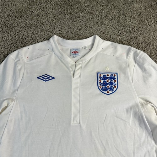 England Soccer Shirt Mens Large White Umbro Three Lions Jersey World Cup Euro - Picture 3 of 17