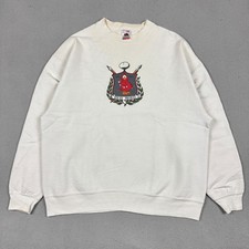 Vintage 1993 Fruit of the Loom Sweatshirt Mens L White Red Bird Made in USA
