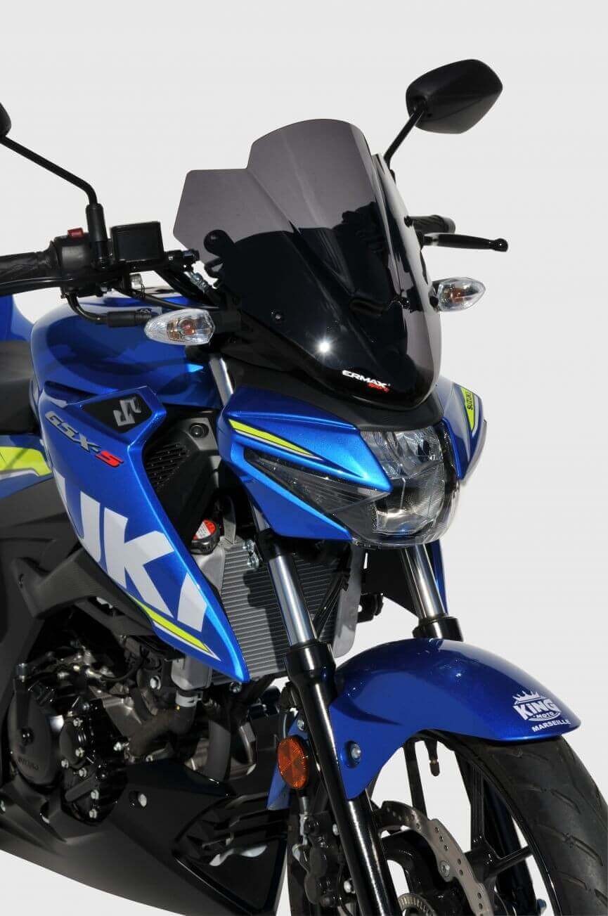 Saute-vent Suzuki GSX-S 125 Ermax Sport noir clair pour éviter la fatigue des cervicales