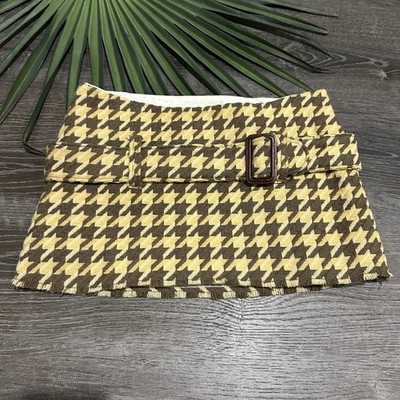 Vintage Y2K Abercrombie & Fitch Mini Skirt Size 0 Micro Wool Silk Plaid Belted