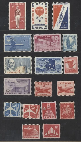 US Airmail MINT Never Hinged  Vintage Stamp Collection 18 Different Issues