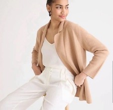 J. Crew NEW Eloise Cardigan XXL Sweater Blazer Beige Merino Wool Pockets Classic