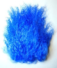 OOAK Tibetan Lamb Mohair Doll Hair, Wigs, Reroot 4 x 4" Cerulean Blue
