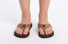 Yellow Box Norit Mellow Mat Flip Flops Brown Woven Straps Women's Size 8 EUC