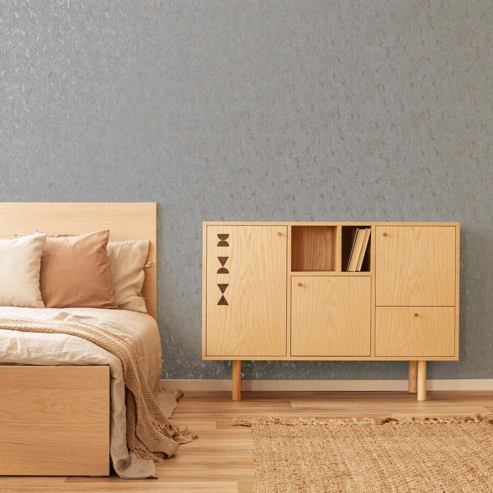 Papel Pintado Milan Textura Oro Rosa y Gris, 1000cm Largo x 52cm Ancho Foto 2 de 4