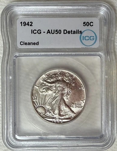 1942 Walking Liberty Half Dollar .50C IGC AU50