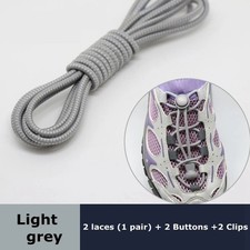 No Tie Shoe Laces Lazy Elastic Round Shoelaces Lock Adults Kids Sports Trainers