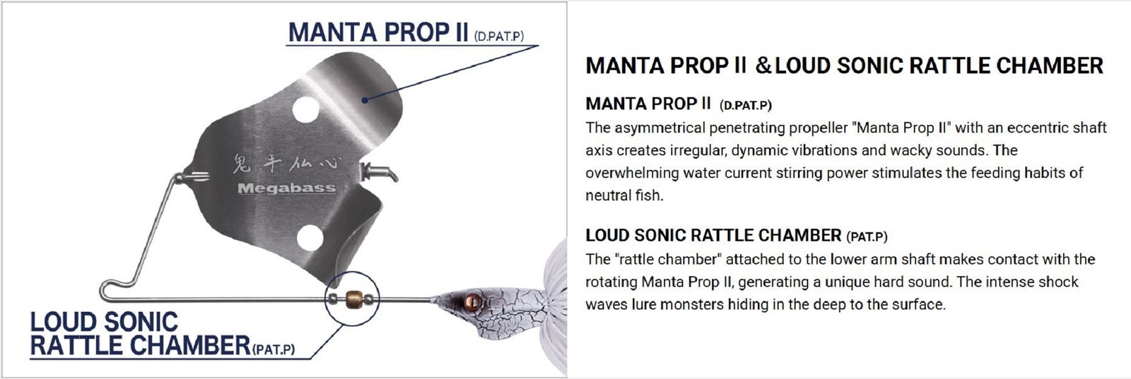 Megabass Jamaica Boa 1/2 oz Buzzbait Sinking Lure White Python (4200) - Image 4