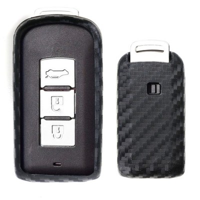 Carbon Fiber Soft Silicone Key Fob For Mitsubishi Lancer Evolution or Outlander