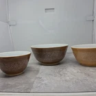 Pyrex Woodland Mixing Bowls - Set of 3 - #401, 402 & 403 Vtg Baking Glassware
