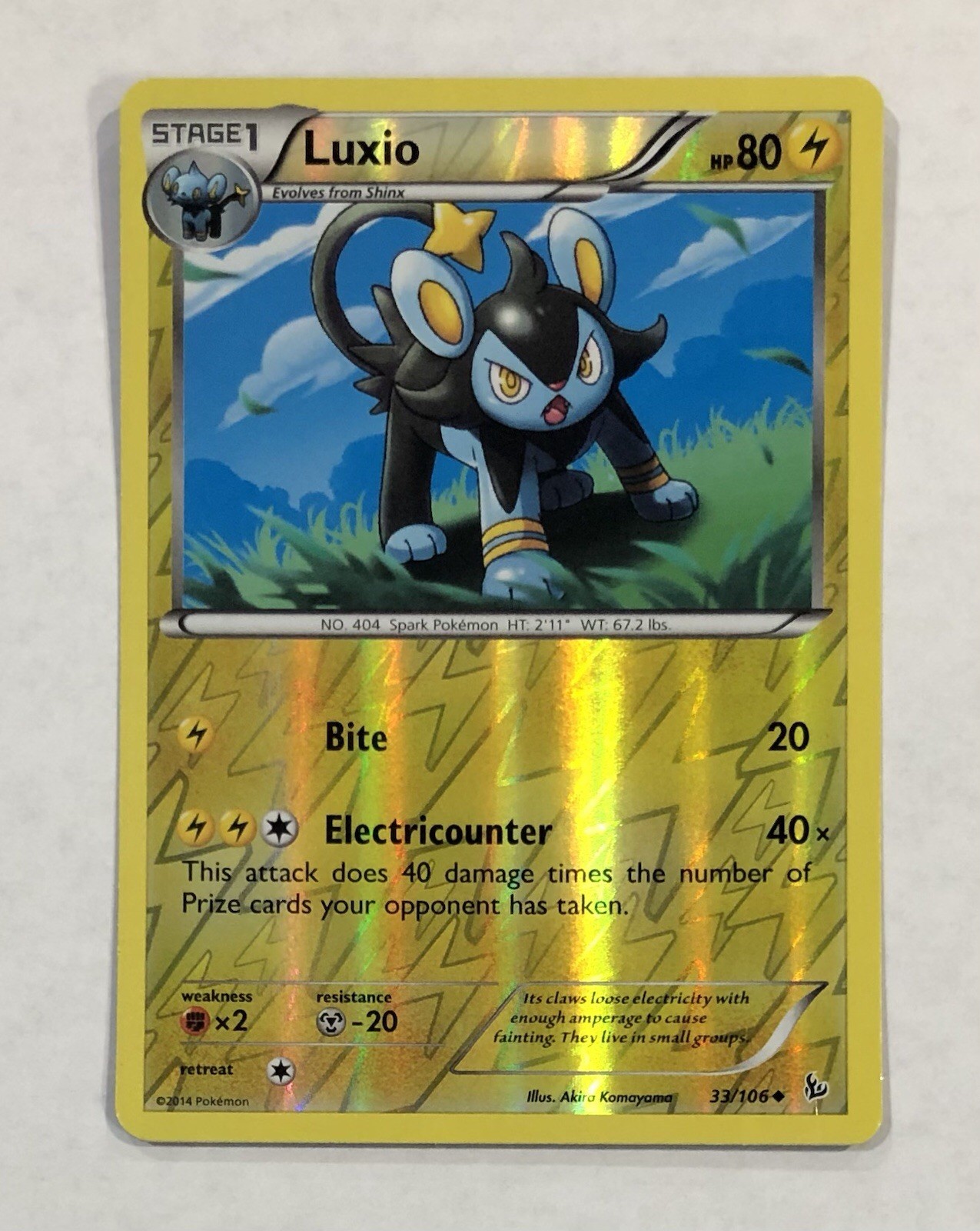 Pokémon LUXIO Card 33/106 Reverse Holo Uncommon LP XY Flashfire Light Play TCG