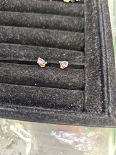 Earrings Pierced Studs Amethyst Triangle Studs 14kt Marked Yellow Gold