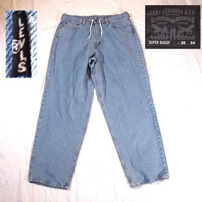 Levis Super Baggy Blue Jeans Drawstring 36x34 Black Tab