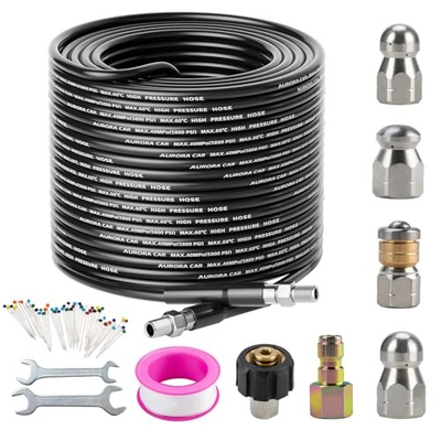 #ad Sewer Jetter Kit for Pressure Washer 100FT，Drain Cleaner Hose 1 4 Inch NPT $76.87