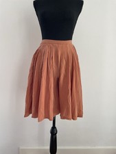 Krizia Terracotta Washed Silk Pleated Skirt Shorts Gaucho Culotte XS Italy