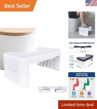 Elegant 6.7-Inch Folding Toilet Stool   White Ergonomic Footrest for All Ages