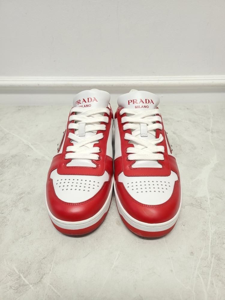 Prada Red Triangle Logo Downtown Leather Sneakers 6
