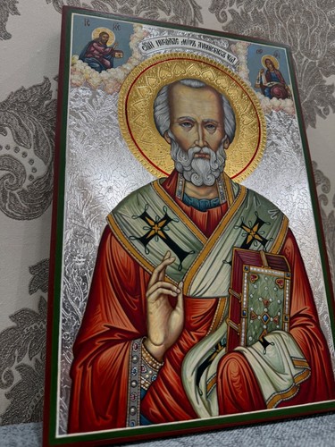 Orthodox Icon Saint Nicholas Miracle Worker Hand-painted 2025 Ukraine size 20x30 - Picture 12 of 14