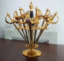 Vintage Toledo Swords MCM Cocktail Party Picks Set Of 12 With Stand