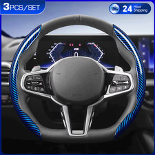 Carbon Fiber Steering Wheel Cover For Kia D Shape Flat Bottom Interior Decor