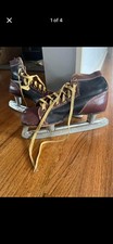Antique 1940 s Leather Men s Ice Skates Black And Brown Made In USA