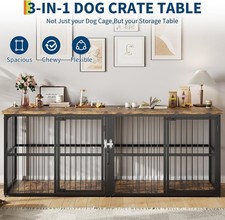 XXL Double Dog Crate Furniture Heavy Duty Wooden Kennel with Divider Dog Cage
