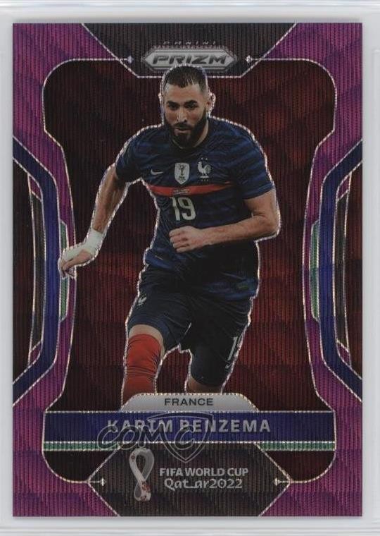 2022 Panini Prizm World Cup Qatar Purple Wave 57/99 Karim Benzema #99 15y4