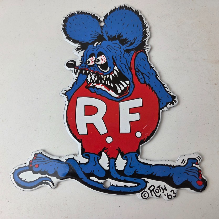 Vintage Rat Fink Sign - Mod Car Auto Big Daddy Roth Gas Pump Porcelain ...