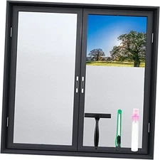 Frosted Glass Window Film with Tools,Reusable Window 17.5Inch×78.7Inch Pure