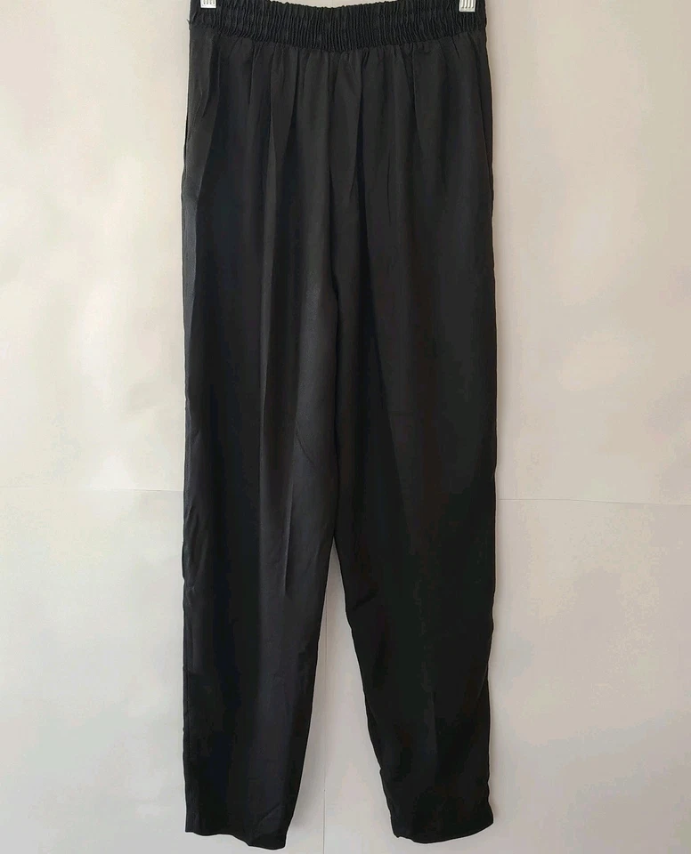 Vintage Clio Dress Pants Women Sz S Rayon High Satin Waist Pleated Edgy Goth - Image 4 of 4