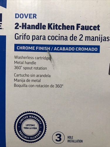 2-Handle Kitchen Faucet Chrome Dover Finish Project Source New - Picture 4 of 6