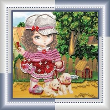 Bead Embroidery Kit "Puppies tamer" Beaded Stitching Beadwork