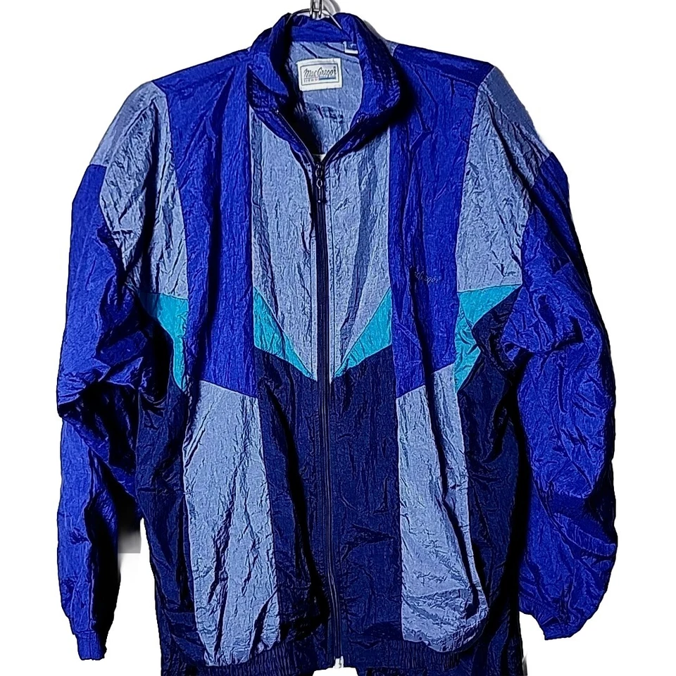 Mac Gregor Hombres L Grande Años 90 Bloque de Color Rompevientos Traje de Pista Chaqueta Pantalones Forrados Foto 3 de 4