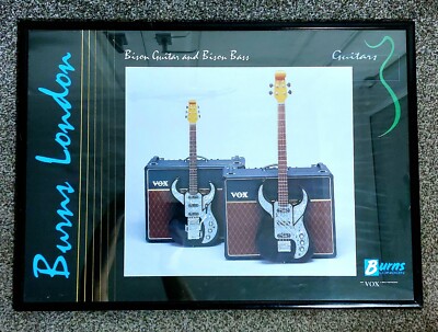 *RARE* Vintage BURNS LONDON Bison Guitar Bass Vox Amp 24'' x 17'' Framed Picture