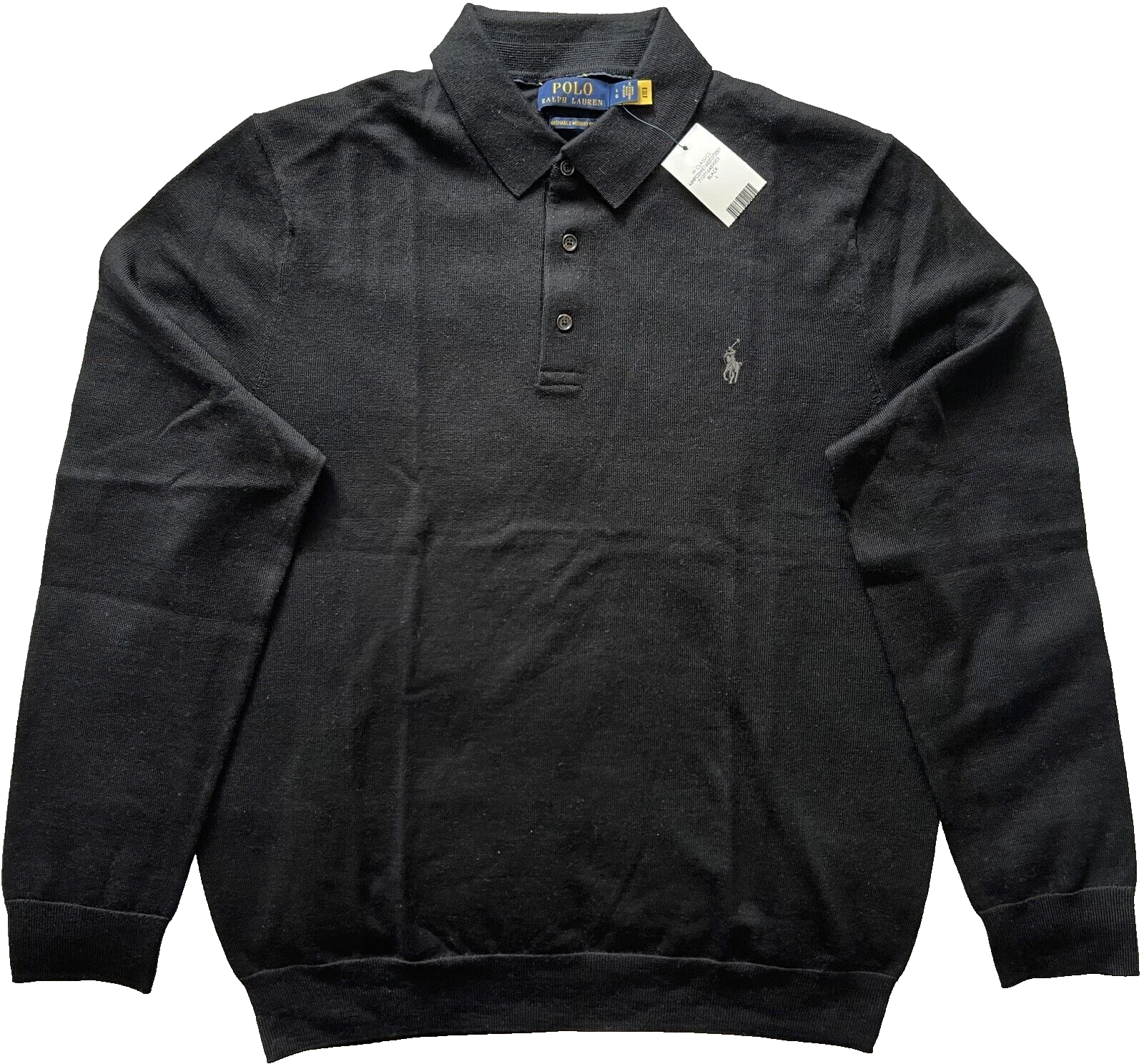 POLO RL -Men's Black 100% Wool Knitted LS Polo Neck Luxury Jumper Sweater L BNWT
Opens in a new wind