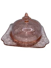 VINTAGE FEDERAL PINK DEPRESSION GLASS COVERED BUTTER DISH No CHIPS