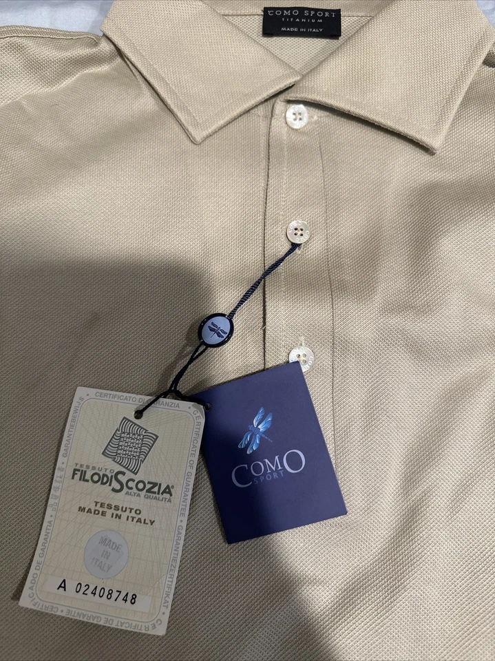 Polo Como Sport Manga Larga - Hombre Mediano HECHO EN ITALIA 100% Algodón Foto 3 de 4