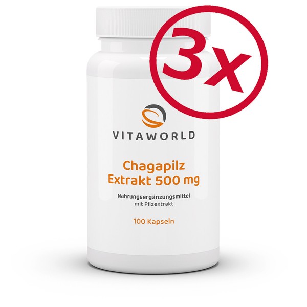 Vita World 3Er Pack Chagapilz Extrakt 10:1 500Mg 3 X 100 Vegi Kaps Birkenporling-image