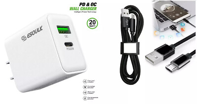 For Huawei MediaPad M3 Lite 8'' / Chopin 20W PD Wall Charger + 3FT Mirco USB