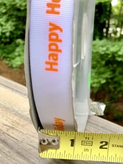 Grosgrain Ribbon 7/8" Wide White W/ Orange HAPPY HALLOWEEN 🎃 100 Yard Roll - Image 4 of 4
