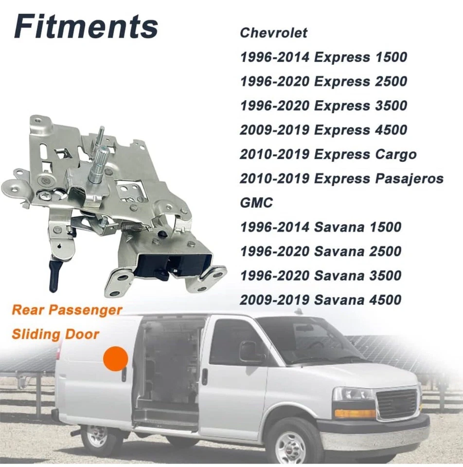 Conjunto de pestillo de puerta trasero plateado para Chevy Express 1500 1996-2014 Foto 4 de 4