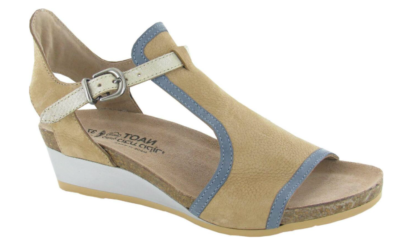 Naot Fiona Nude/Feather Blue/Gold/Wedge Sandal Women's sizes 5-11